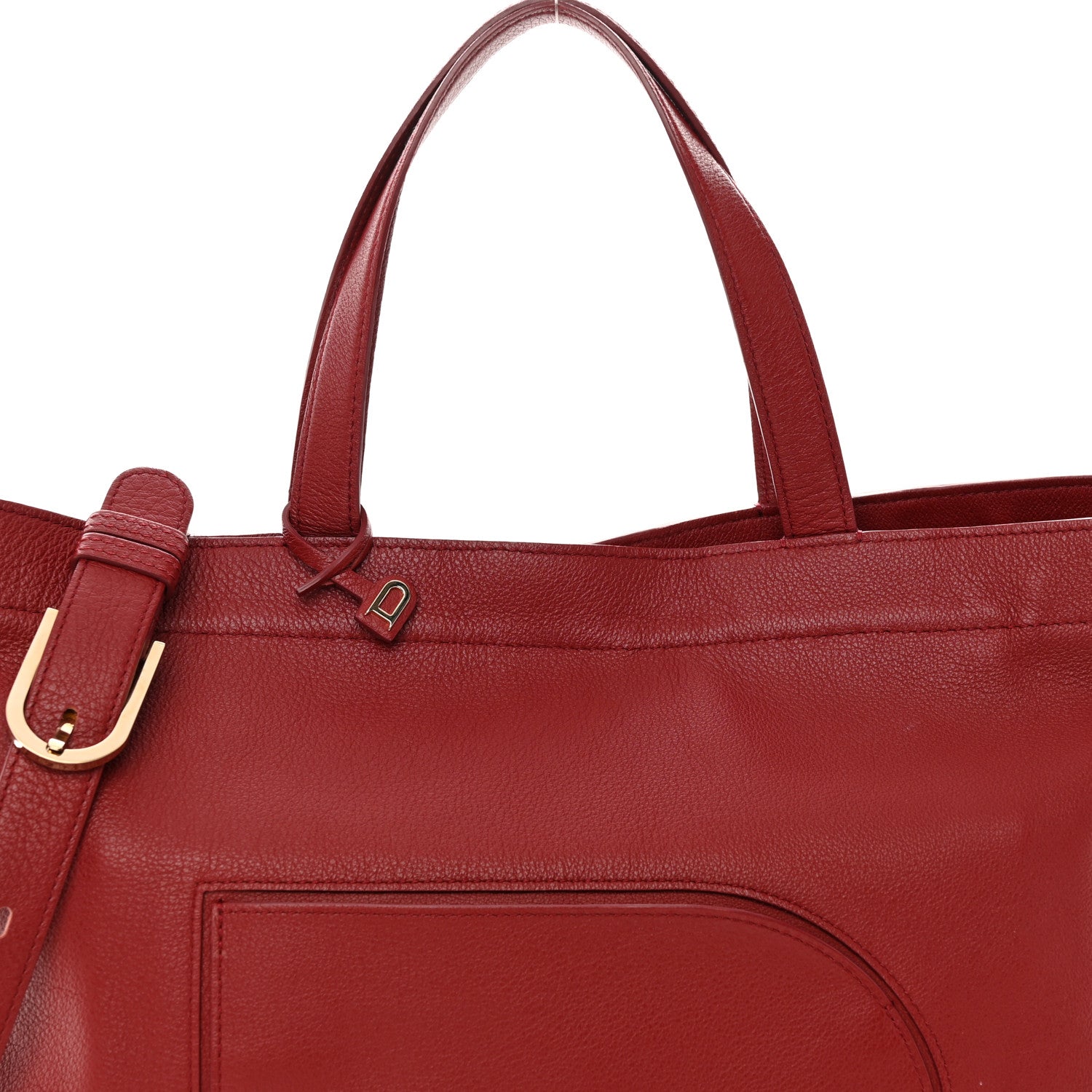 Delvaux Grained Calfskin Le Pin Tote Red 8 of 16