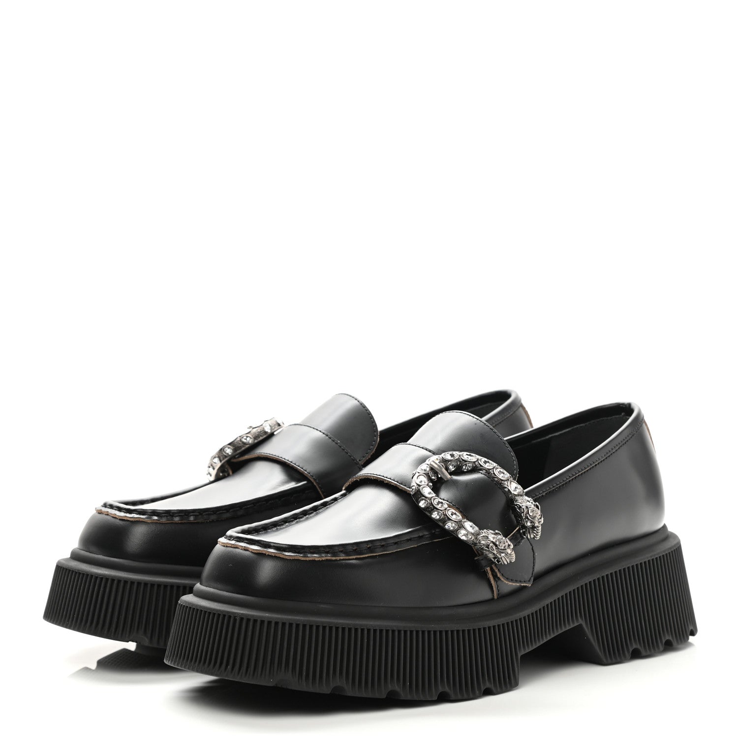 Gucci Cordovan Lux Dionysus Hunder Loafers 38.5 Black 3 of 9