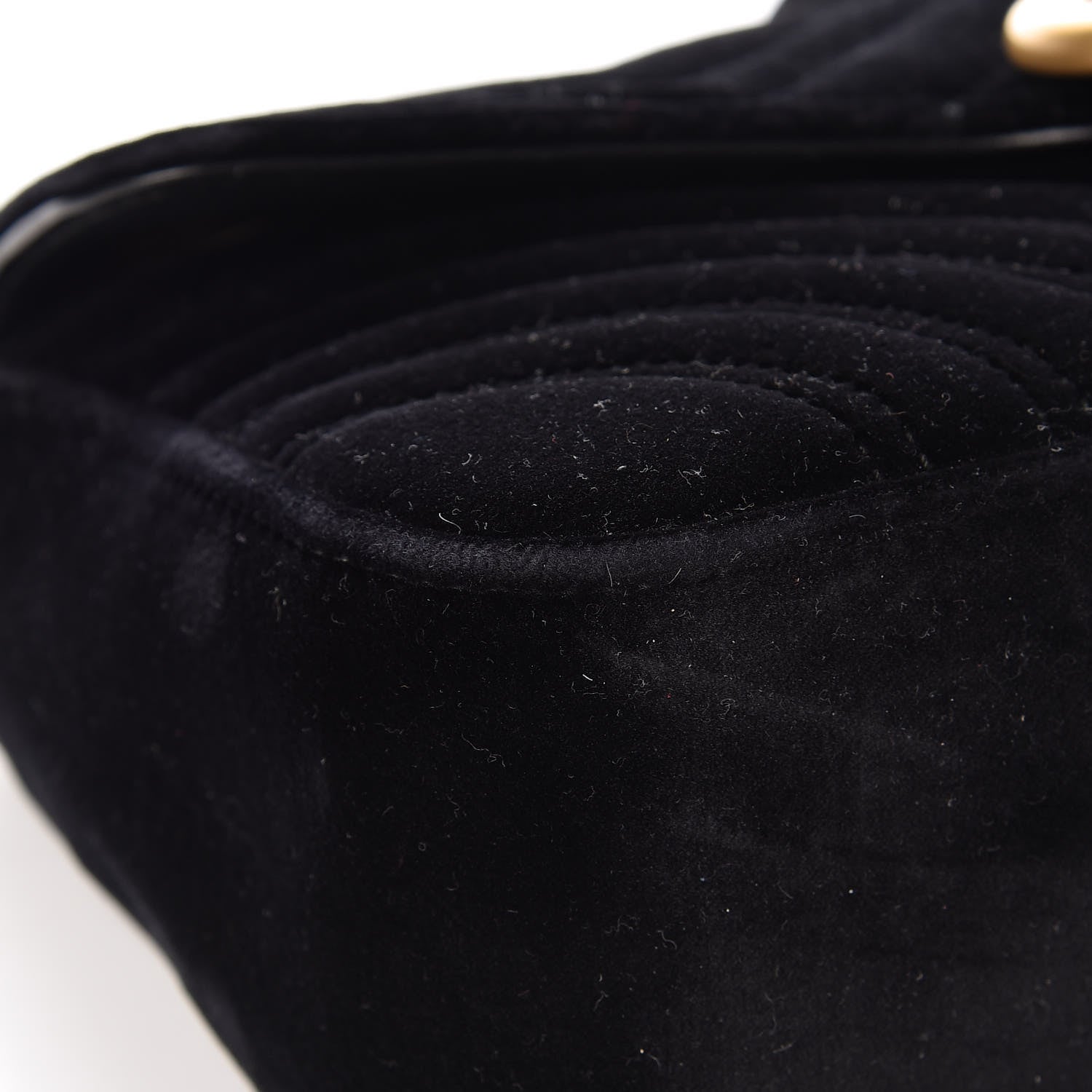 Gucci Velvet Matelasse Small GG Marmont Shoulder Bag Black 10 of 13