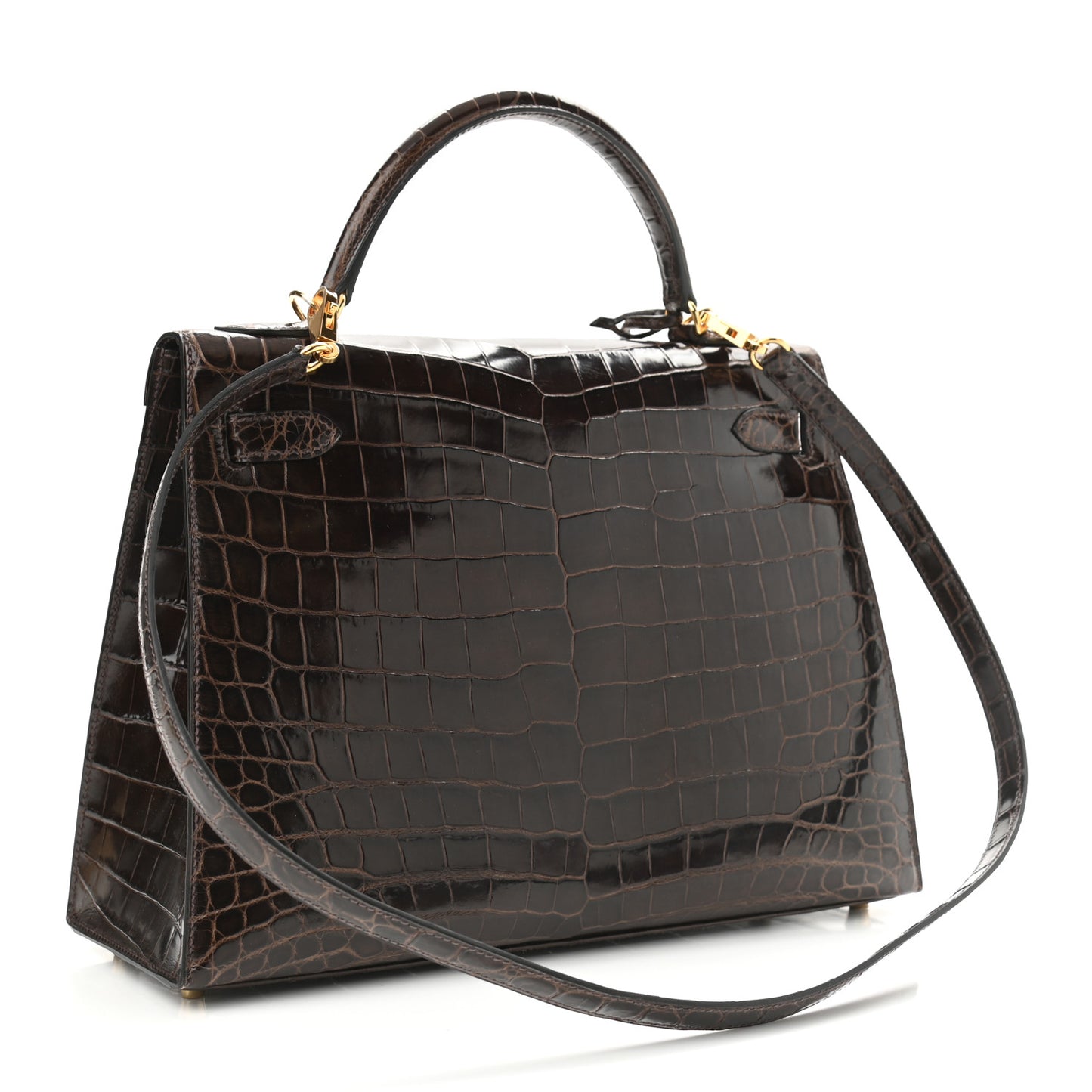 Shiny Crocodile Kelly Sellier 32 Havane