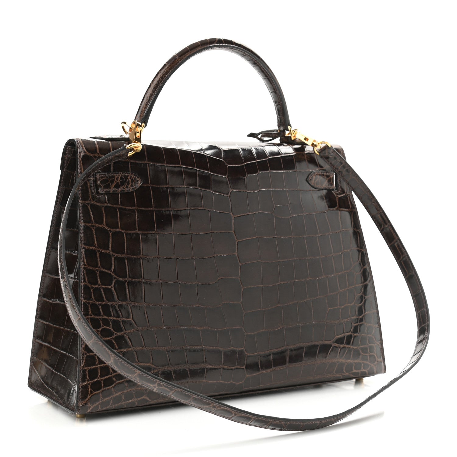 Hermes Shiny Crocodile Kelly Sellier 32 Havane 3 of 13