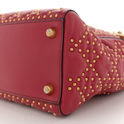 Christian Dior Calfskin Cannage Studded Medium Supple Lady Dior Red 10 of 12