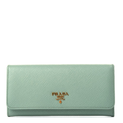 Prada Saffiano Metal Continental Flap Travel Wallet Acquamarina 2 of 12