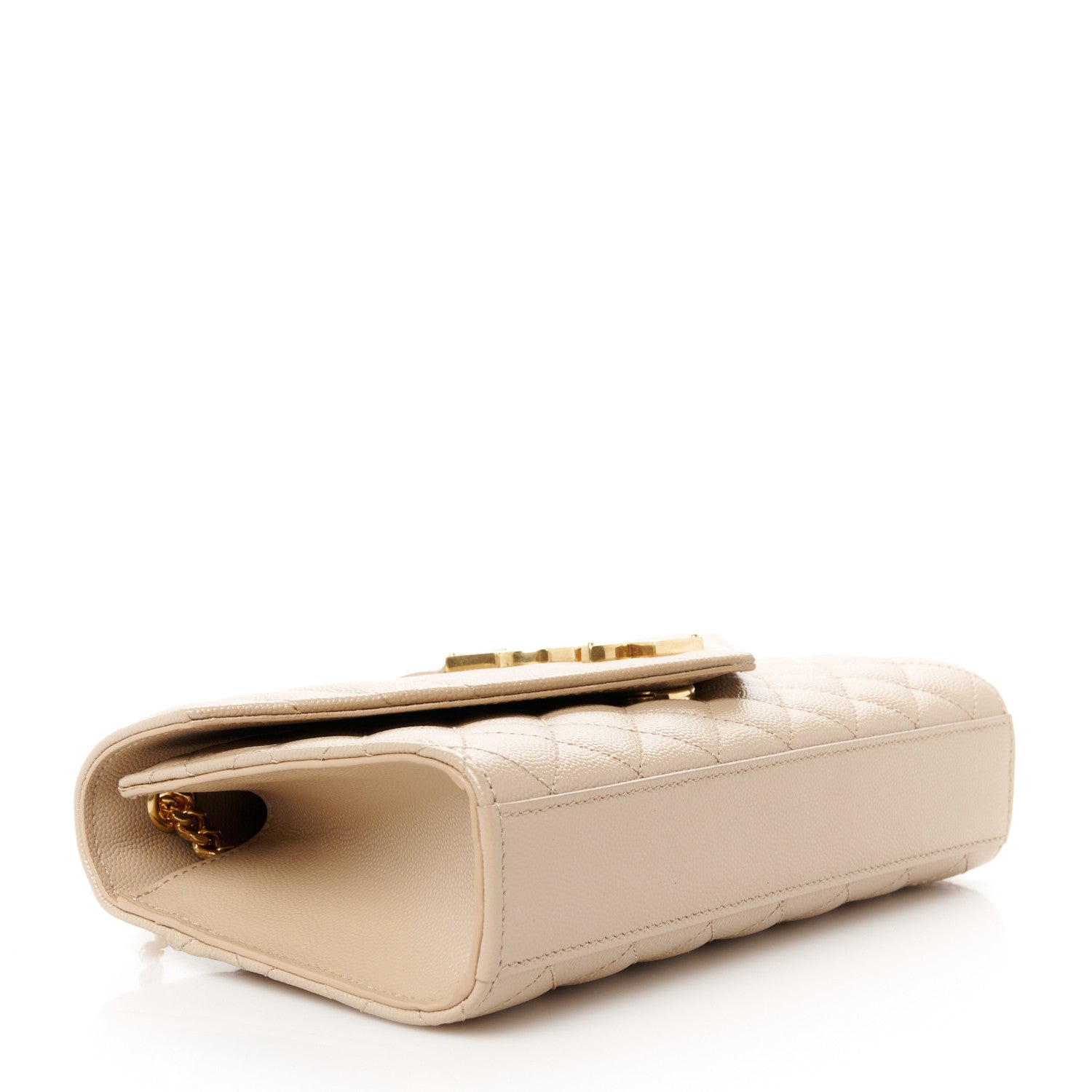 Saint Laurent Grain De Poudre Textured Mixed Matelasse Triquilt Small Monogram Satchel Dark Beige 4 of 11