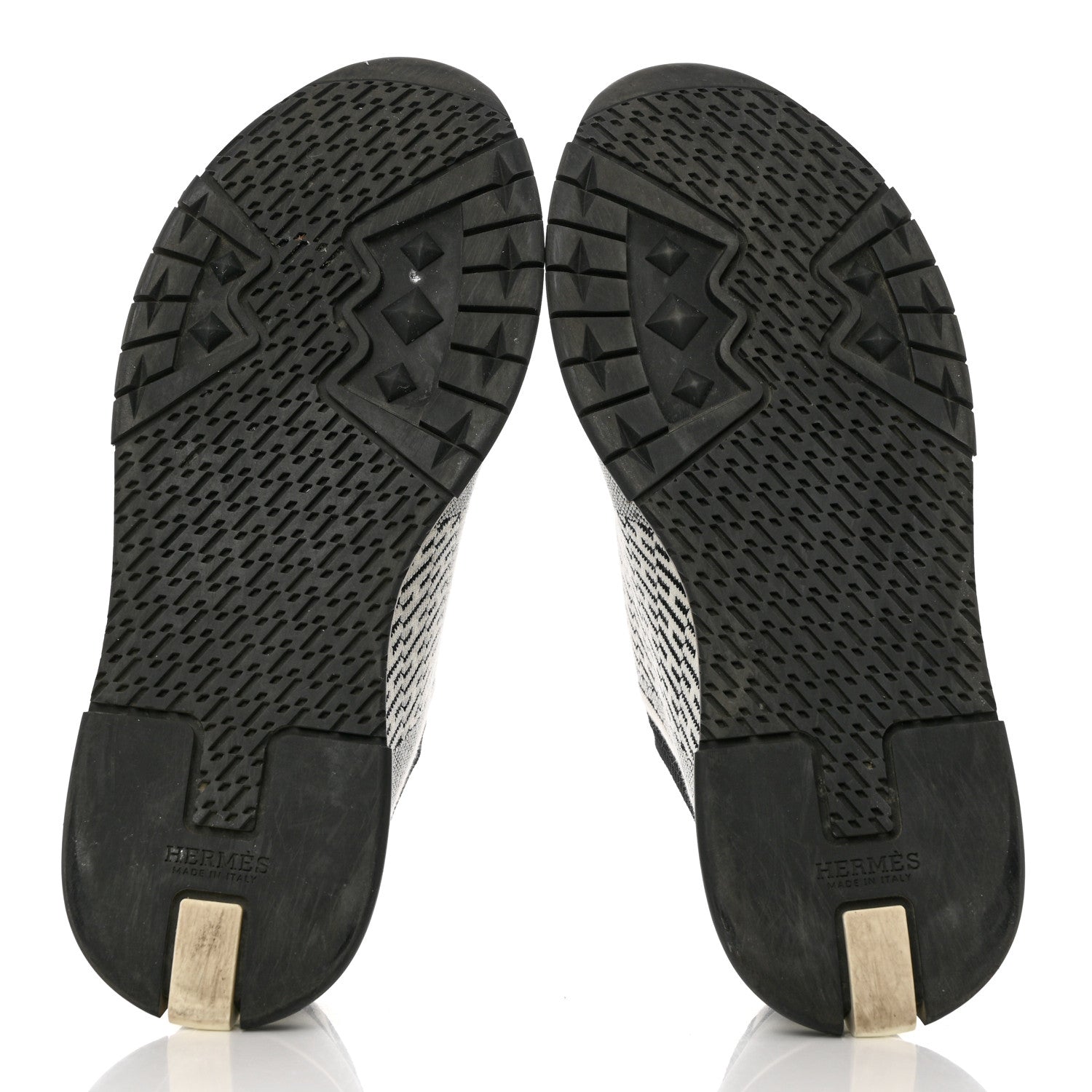 Hermes Knit Bi-Color Womens Addict Sneakers 37.5 Black White 5 of 8