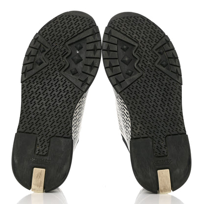 Hermes Knit Bi-Color Womens Addict Sneakers 37.5 Black White 5 of 8