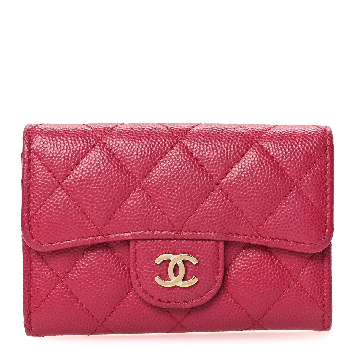 Chanel Caviar Quilted Flap Card Holder Wallet Dark Pink 1 of 12