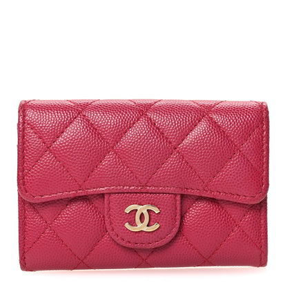 Chanel Caviar Quilted Flap Card Holder Wallet Dark Pink 1 of 12