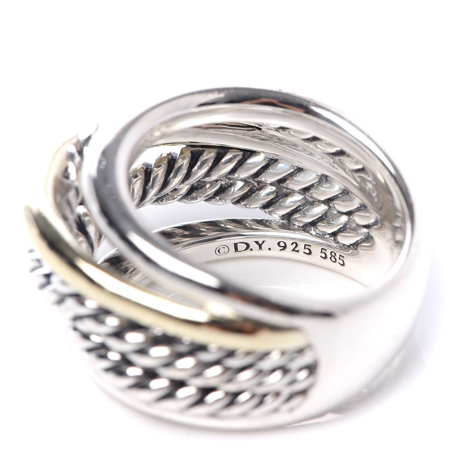 Sterling Silver 14K Yellow Gold Narrow Crossover Ring 52 6