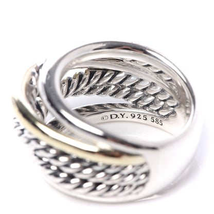 David Yurman Sterling Silver 14K Yellow Gold Narrow Crossover Ring 52 6 4 of 4
