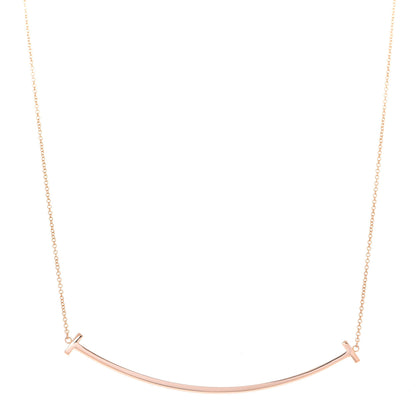 Tiffany 18K Rose Gold Large T Smile Pendant Necklace 1 of 6