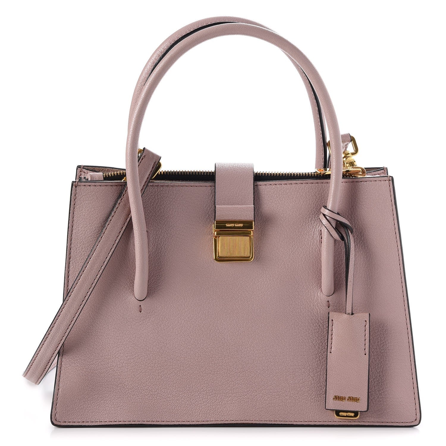 Miu Miu Goatskin Madras Tote Mughetto 1 of 9