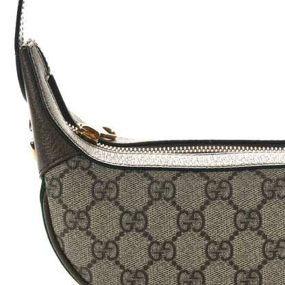 Gucci GG Supreme Monogram Textured Calfskin Web Mini Ophidia Half Moon Hobo Beige Ebony New Acero 8 of 10