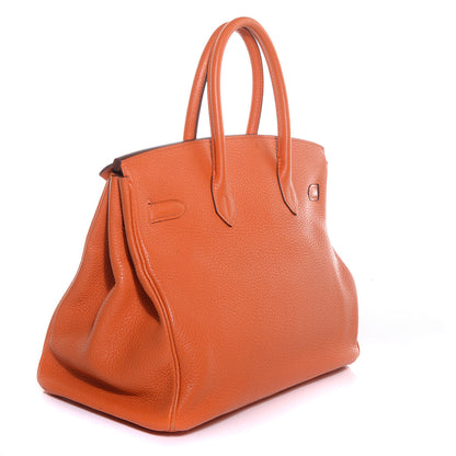 Hermes Taurillon Clemence Birkin 35 Orange 3 of 26