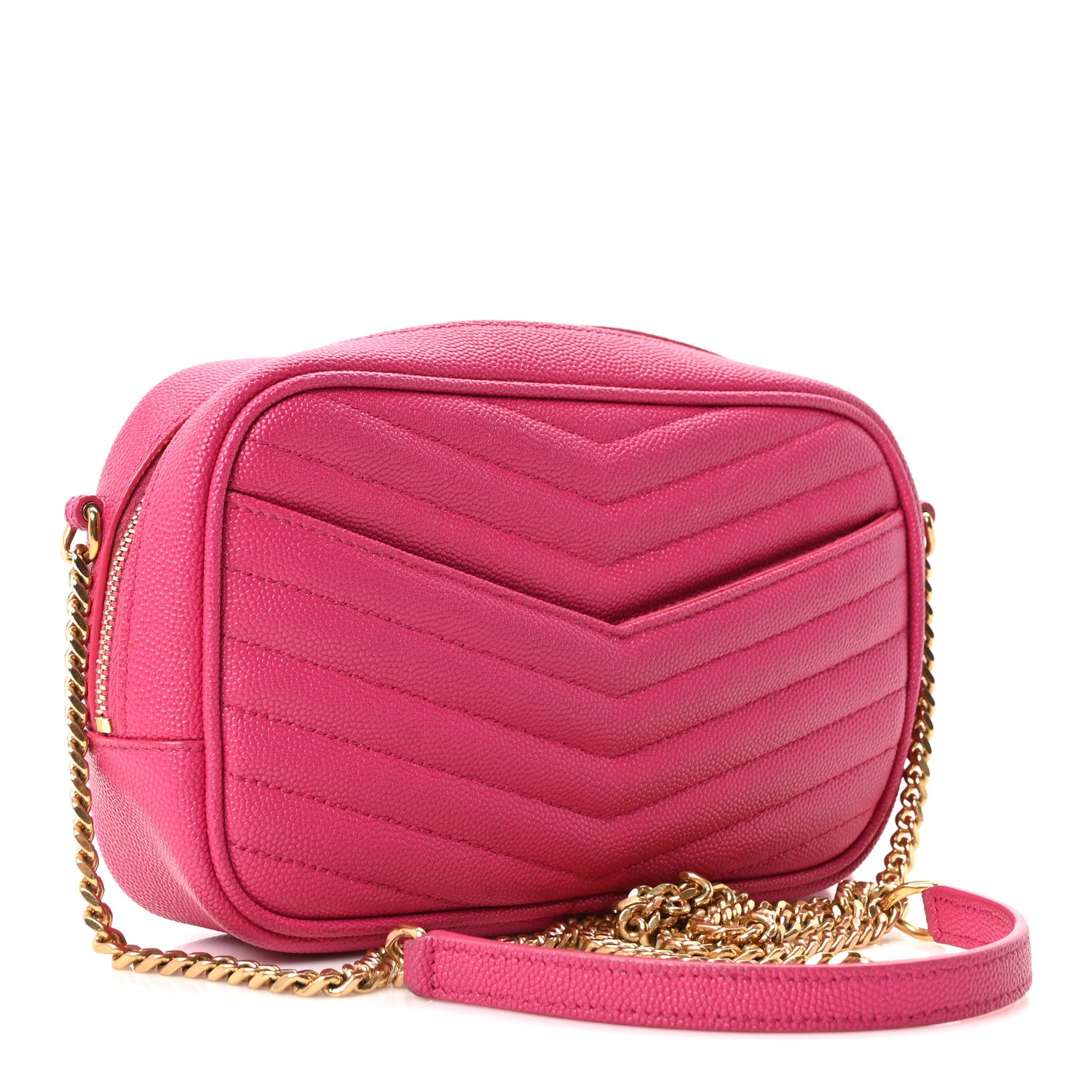 Saint Laurent Grain De Poudre Matelasse Monogram Mini Lou Camera Bag Fuchsia 3 of 10