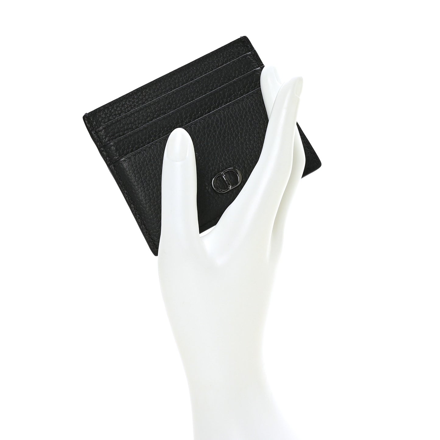 HOMME Grained Calfskin CD Icon Card Holder Black
