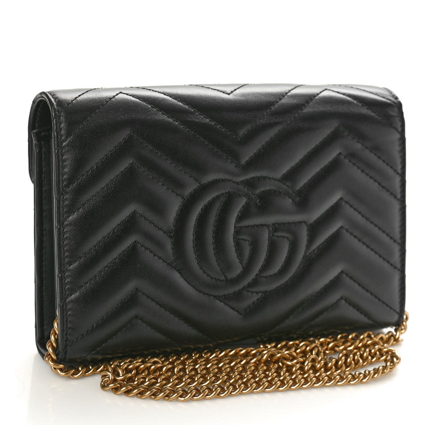 Calfskin Matelasse GG Marmont Chain Wallet Black