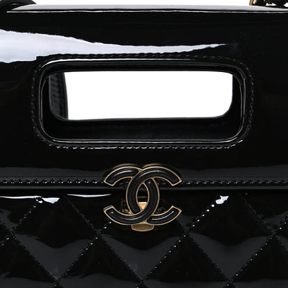 Chanel Patent Quilted Mini Graphic Catch Flap Black 8 of 10