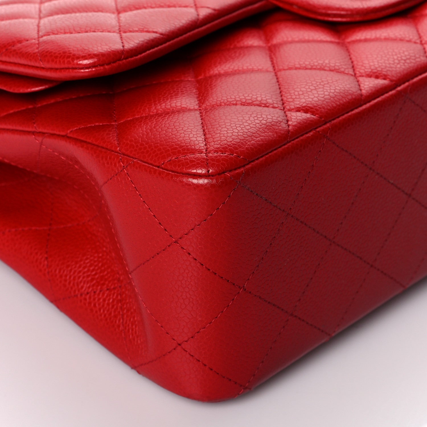 Chanel Caviar Quilted Jumbo Double Flap Red 8 of 10