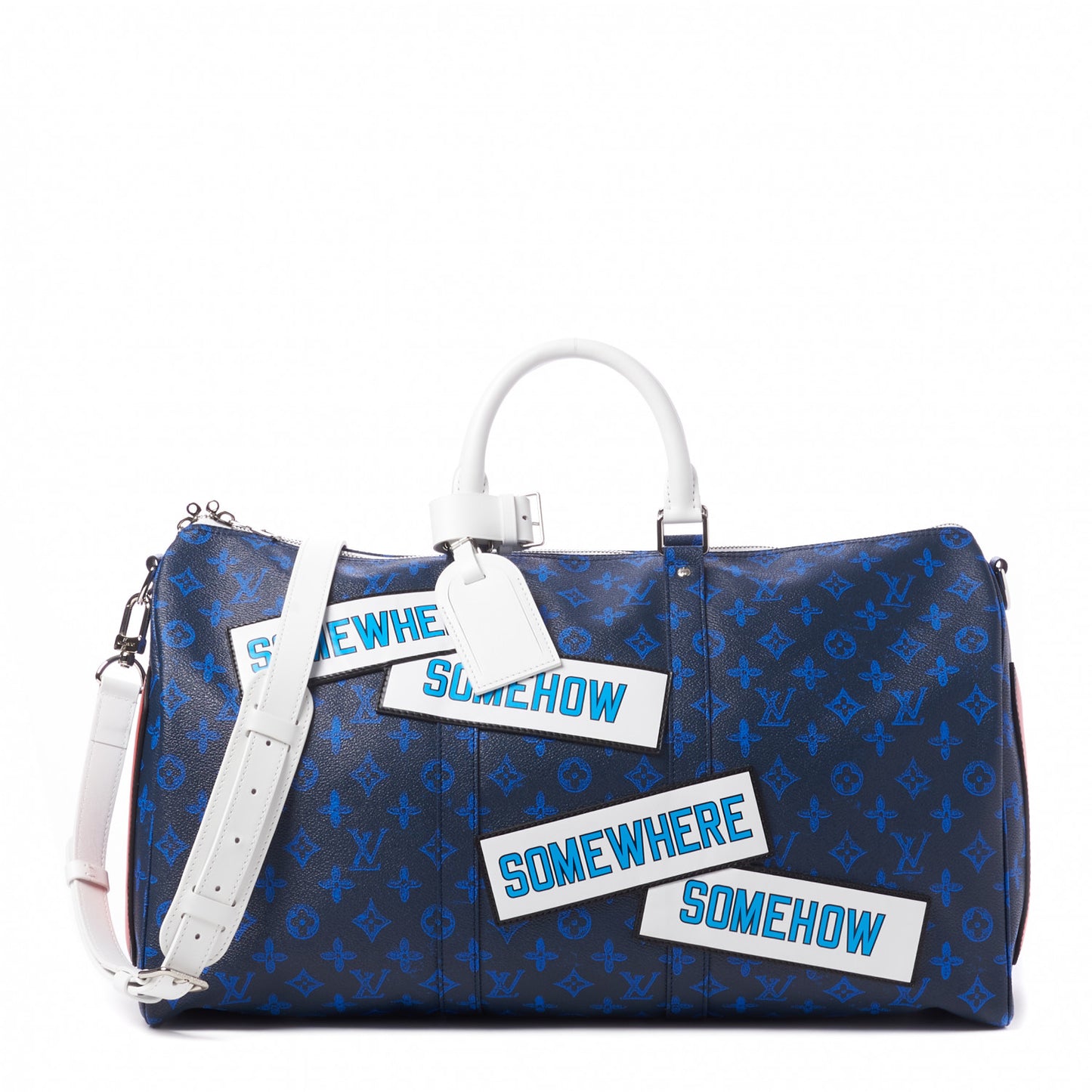 Vintage Monogram Somewhere Somehow Everyday LV Keepall Bandouliere 50 Blue