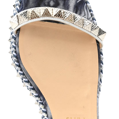 Christian Louboutin Calfskin Denim Tie Dye Punk Pyraclou 60 Platform Sandals 41 Navy Multicolor 10 of 10