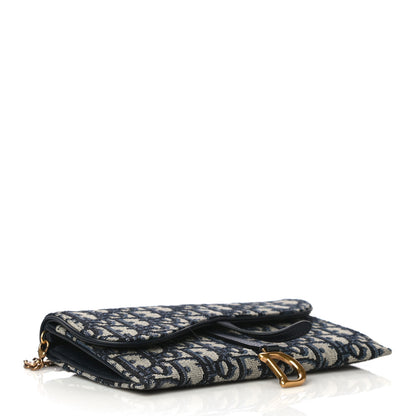 Christian Dior Oblique Saddle Chain Long Wallet Blue 6 of 17