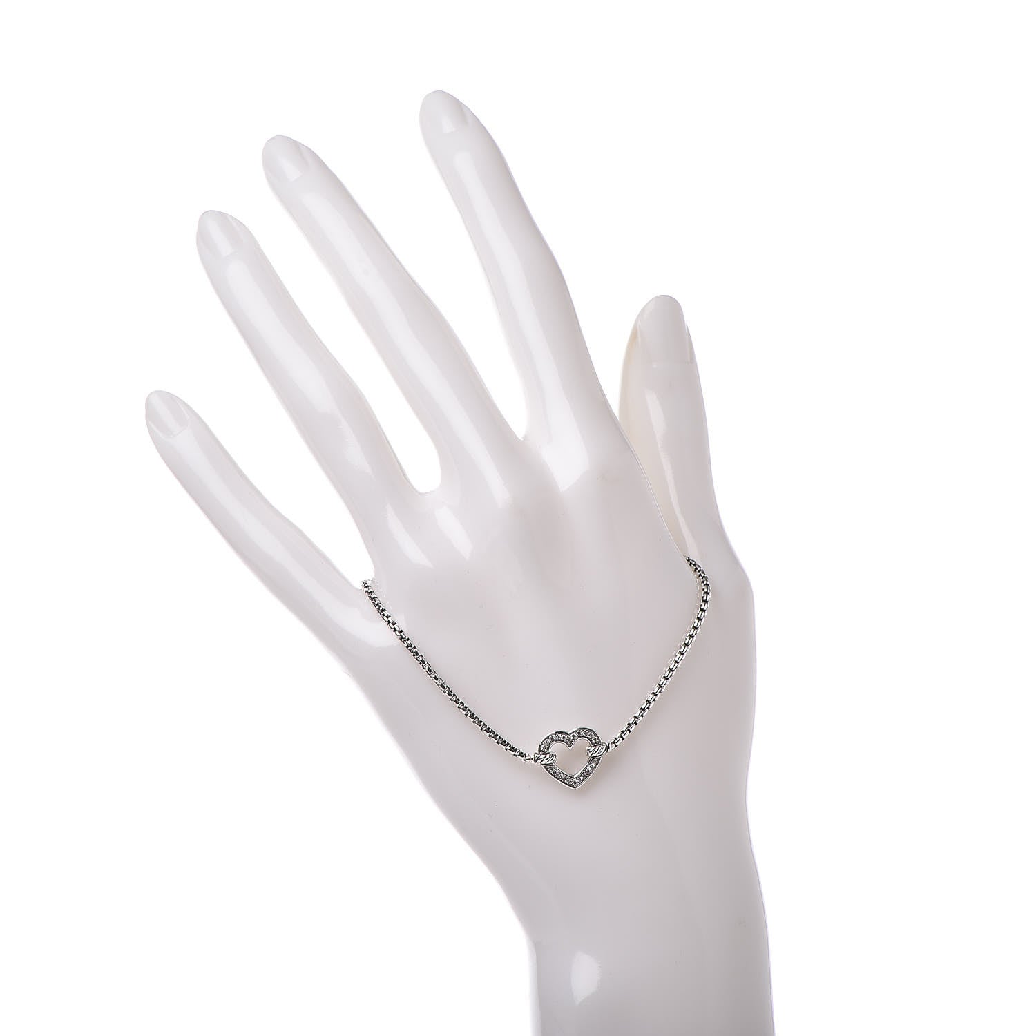David Yurman Sterling Silver Diamond Valentine Hearts Bracelet 2 of 5