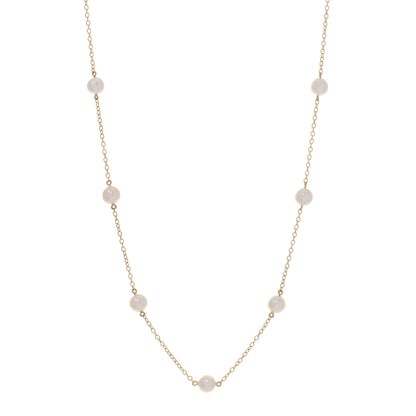 Mikimoto 18K Yellow Gold Akoya Pearl 5.5-6mm Station Necklace 1 of 5