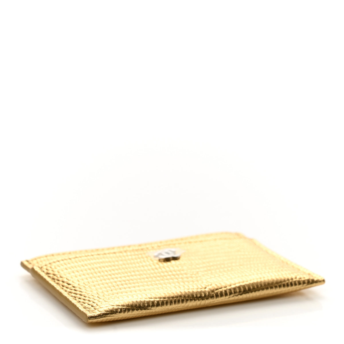 Chanel Metallic Calfskin Lizard Embossed Card Holder Gold 4 of 8