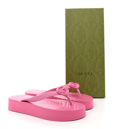 Gucci Rubber Chevron Womens GG Thong Sandals 36 Pink Tropical Flower 10 of 10