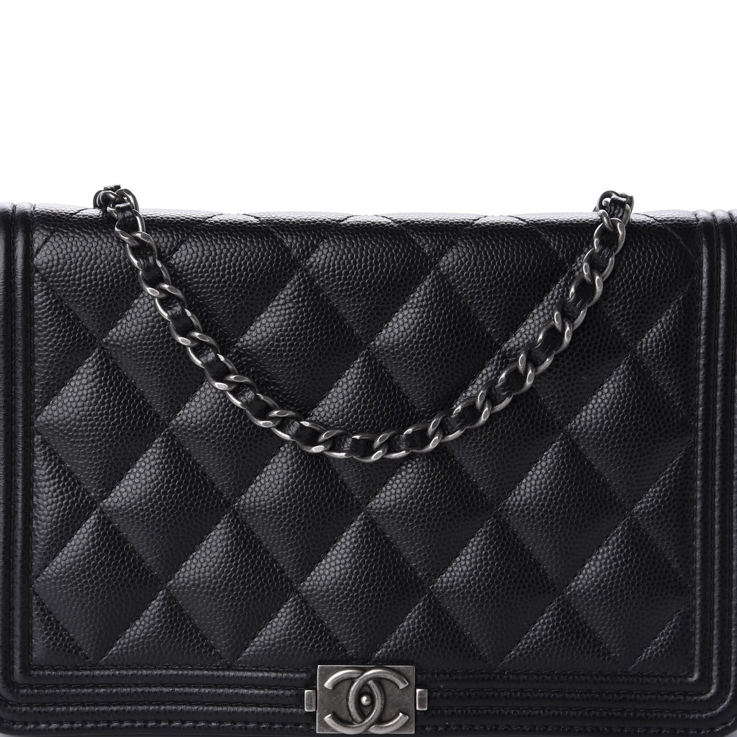 Chanel Caviar Quilted Boy Wallet On Chain WOC Black 12 of 12