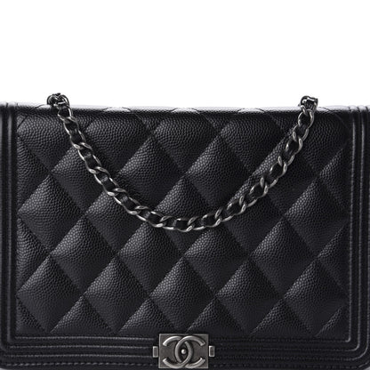 Chanel Caviar Quilted Boy Wallet On Chain WOC Black 12 of 12