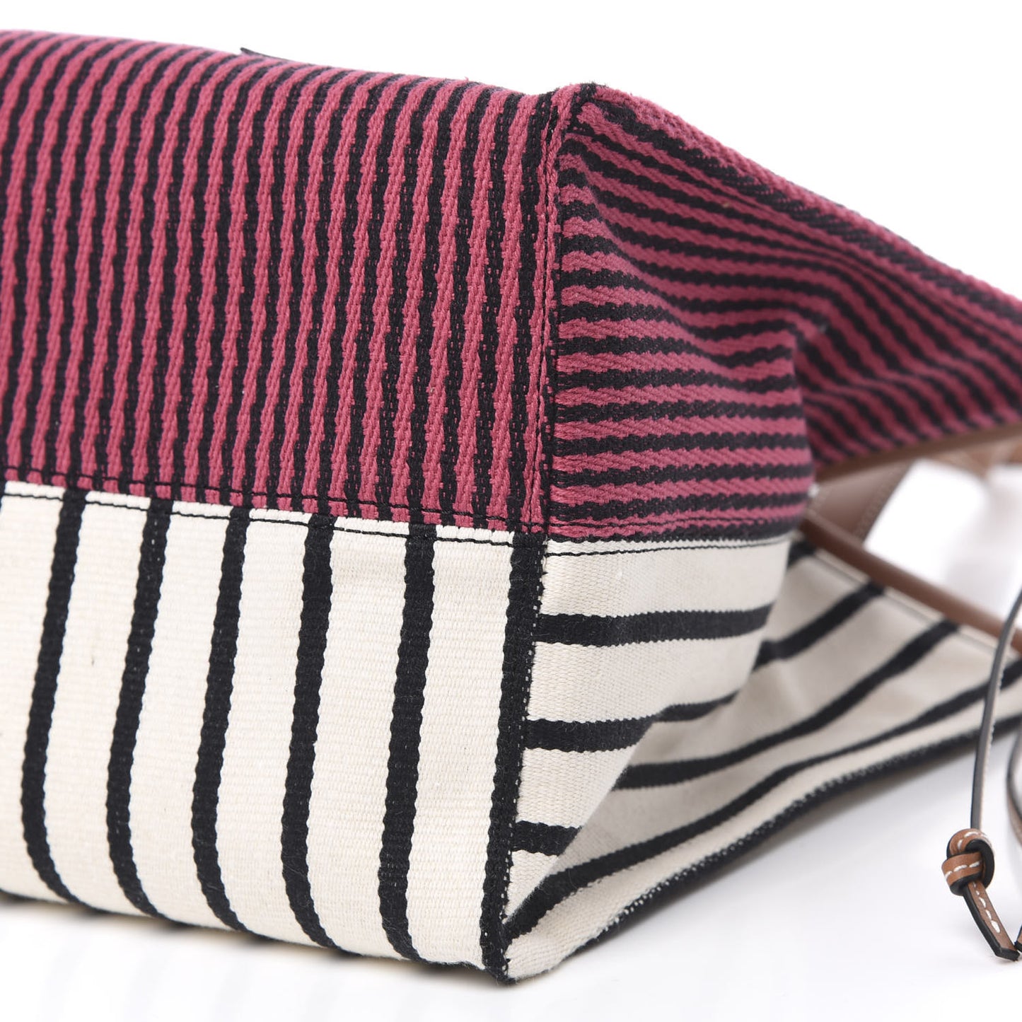Canvas Calfskin Print Paulas Ibiza Stripes Cushion Tote Red White