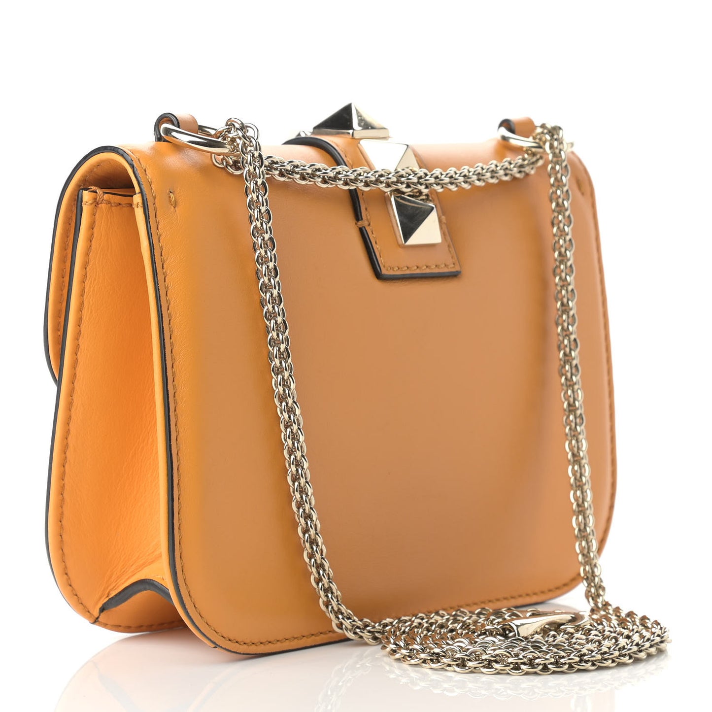 Vitello Small Glam Lock Rockstud Flap Mandarin Sorbet