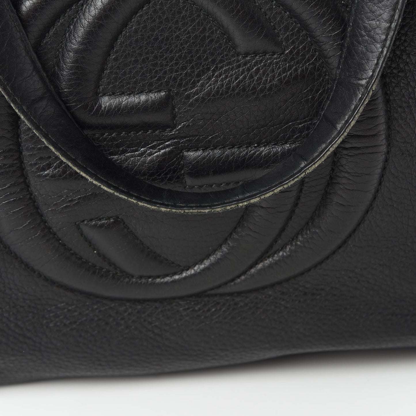 Pebbled Calfskin Large Soho Top Handle Bag Black