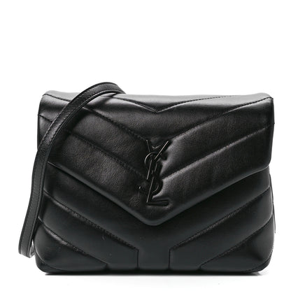 Saint Laurent Calfskin Y Quilted Monogram Monochrome Toy Loulou Crossbody Bag Black 1 of 12