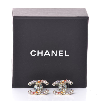 Chanel Crystal Over The Rainbow CC Earrings Gold Multicolor 5 of 5