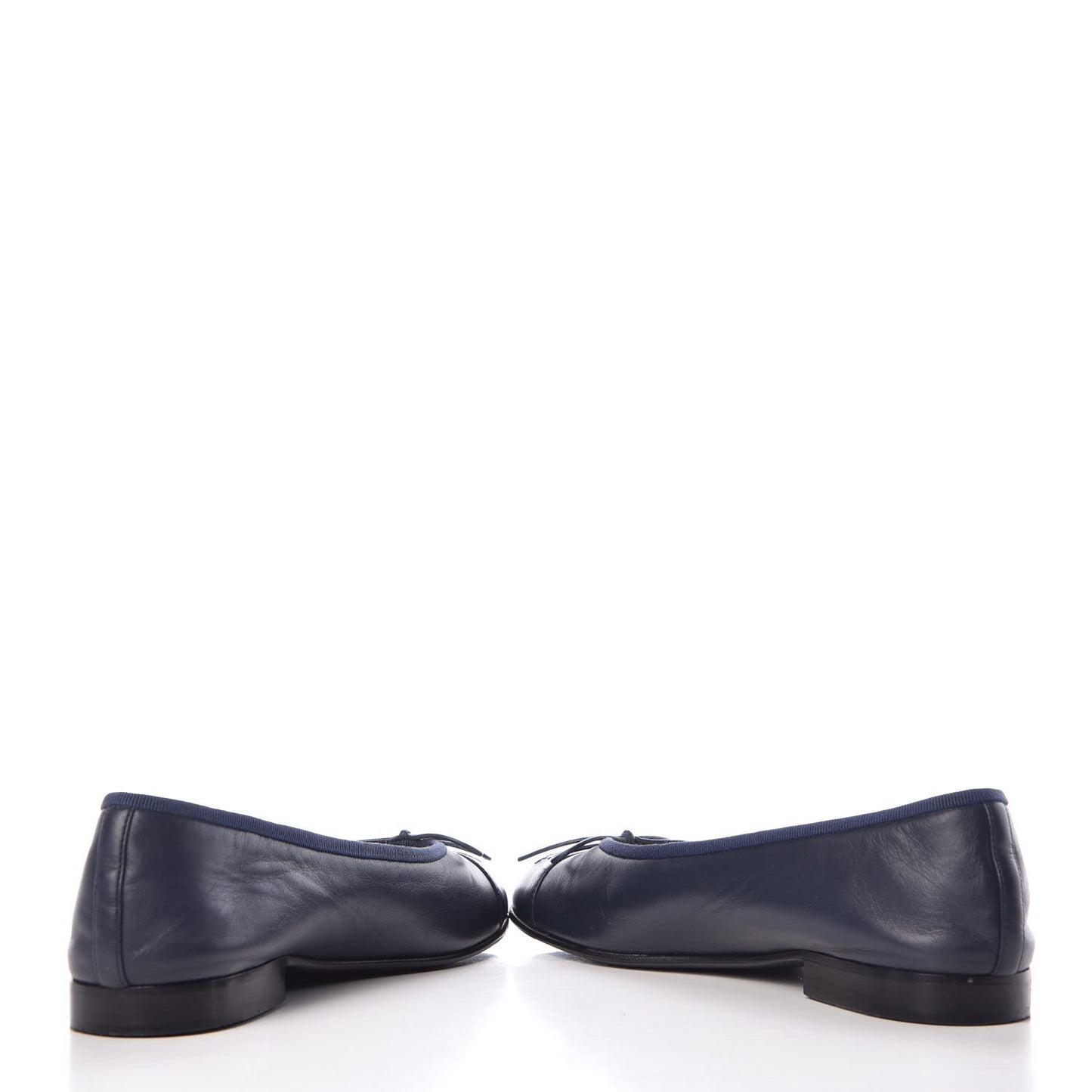 Lambskin CC Cap Toe Ballerina Flats 36 Navy