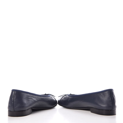 Chanel Lambskin CC Cap Toe Ballerina Flats 36 Navy 5 of 14