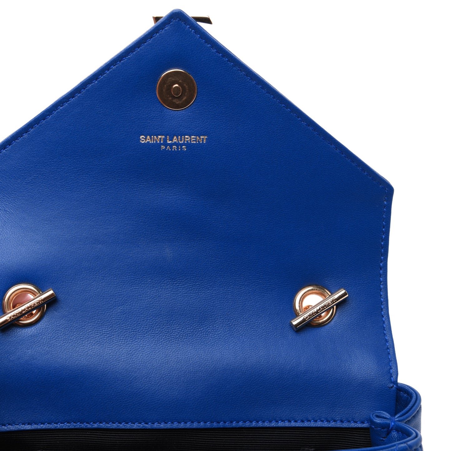 Sheepskin Matelasse Chevron Monogram Classic Baby Chain Bag Blue Majorelle