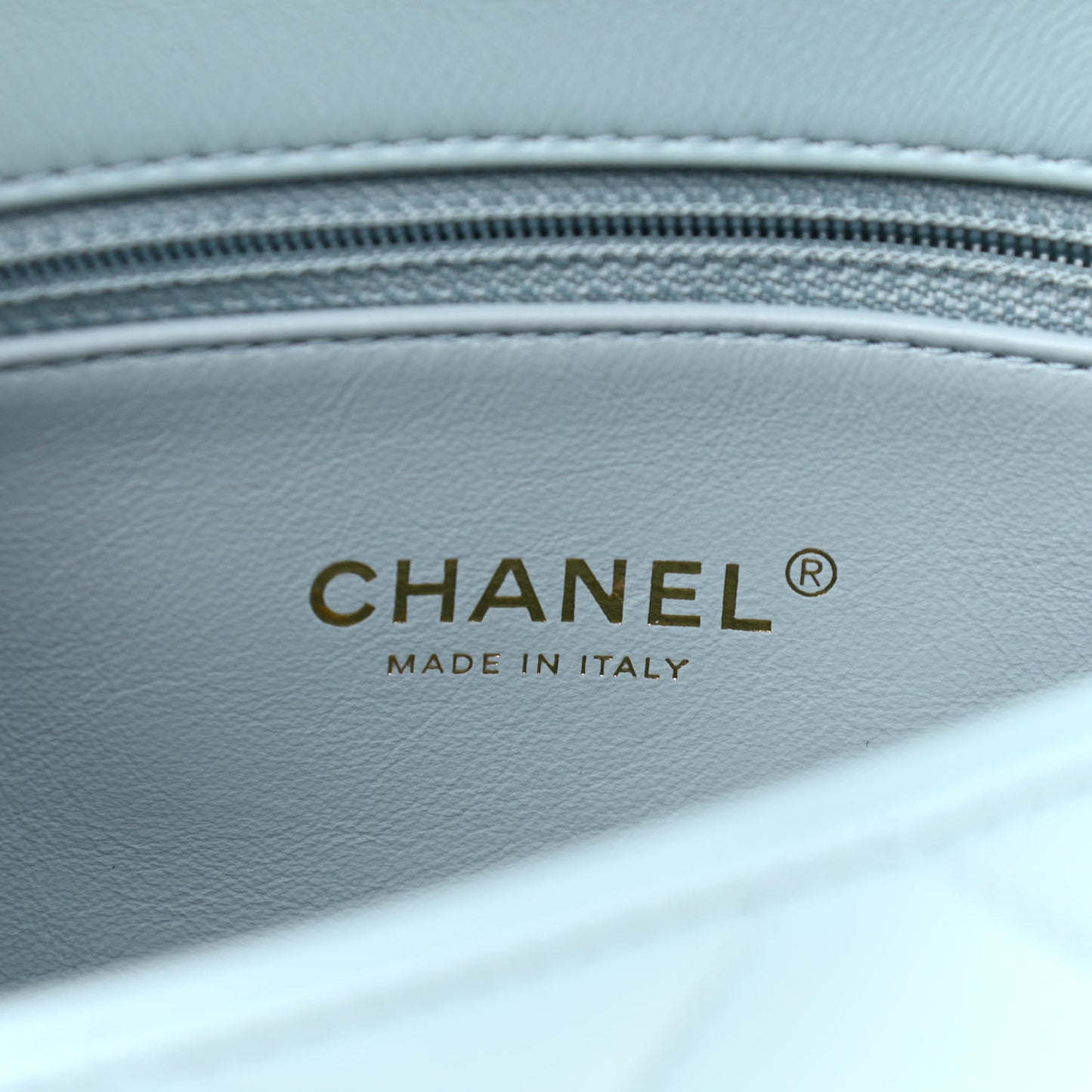 Lambskin Enamel Quilted Pending CC Small Flap Light Blue