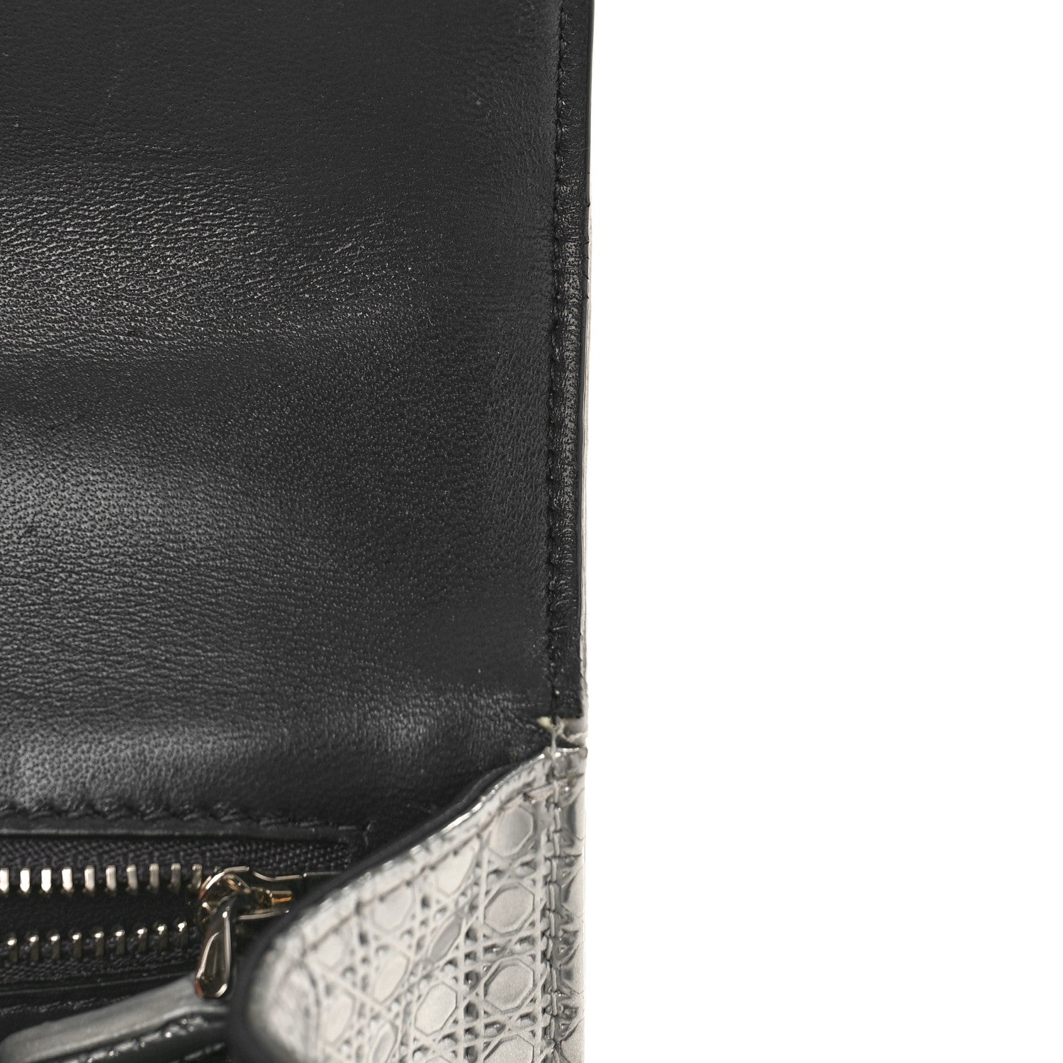 Christian Dior Metallic Patent Micro-Cannage Small Diorama Flap Bag Silver 11 of 14