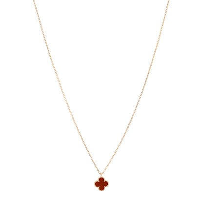 Van Cleef & Arpels 18K Rose Gold Carnelian Sweet Alhambra Pendant Necklace 1 of 6