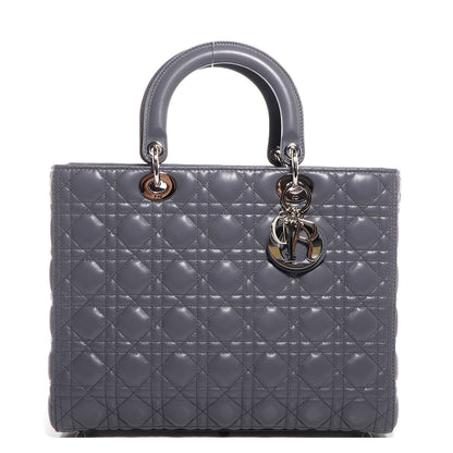 Christian Dior Lambskin Cannage Large Lady Dior Grey 1 of 12