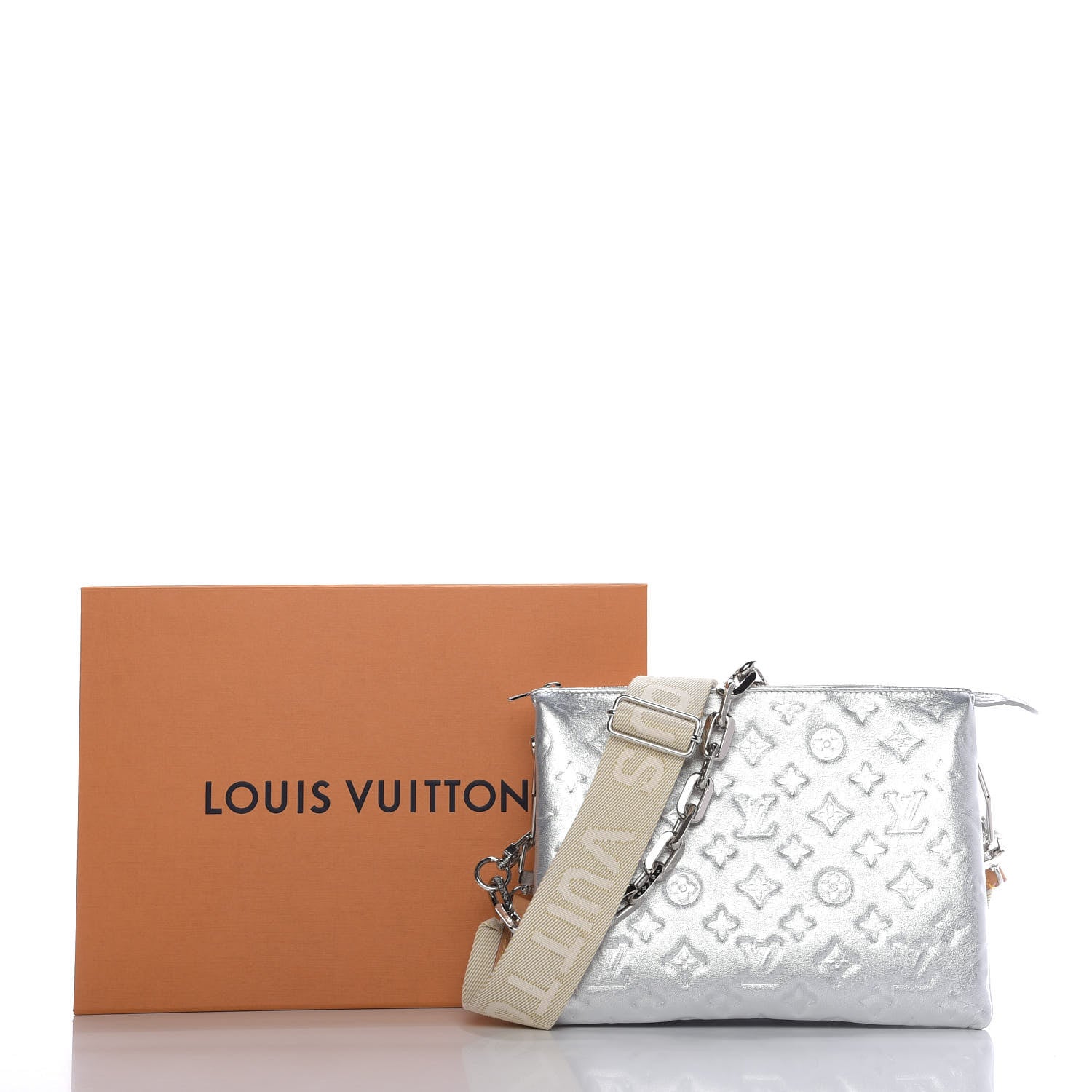 Louis Vuitton Metallic Lambskin Embossed Monogram Coussin PM Silver 10 of 10
