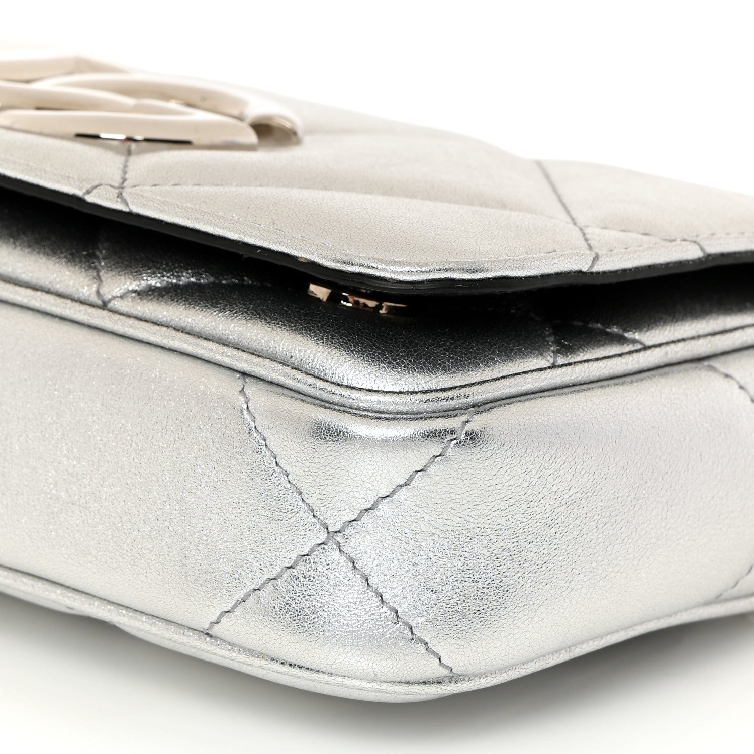 Dolce & Gabbana DOLCE GABBANA Laminato Vitello 3.5 Chain Flap Crossbody Bag Silver 9 of 9