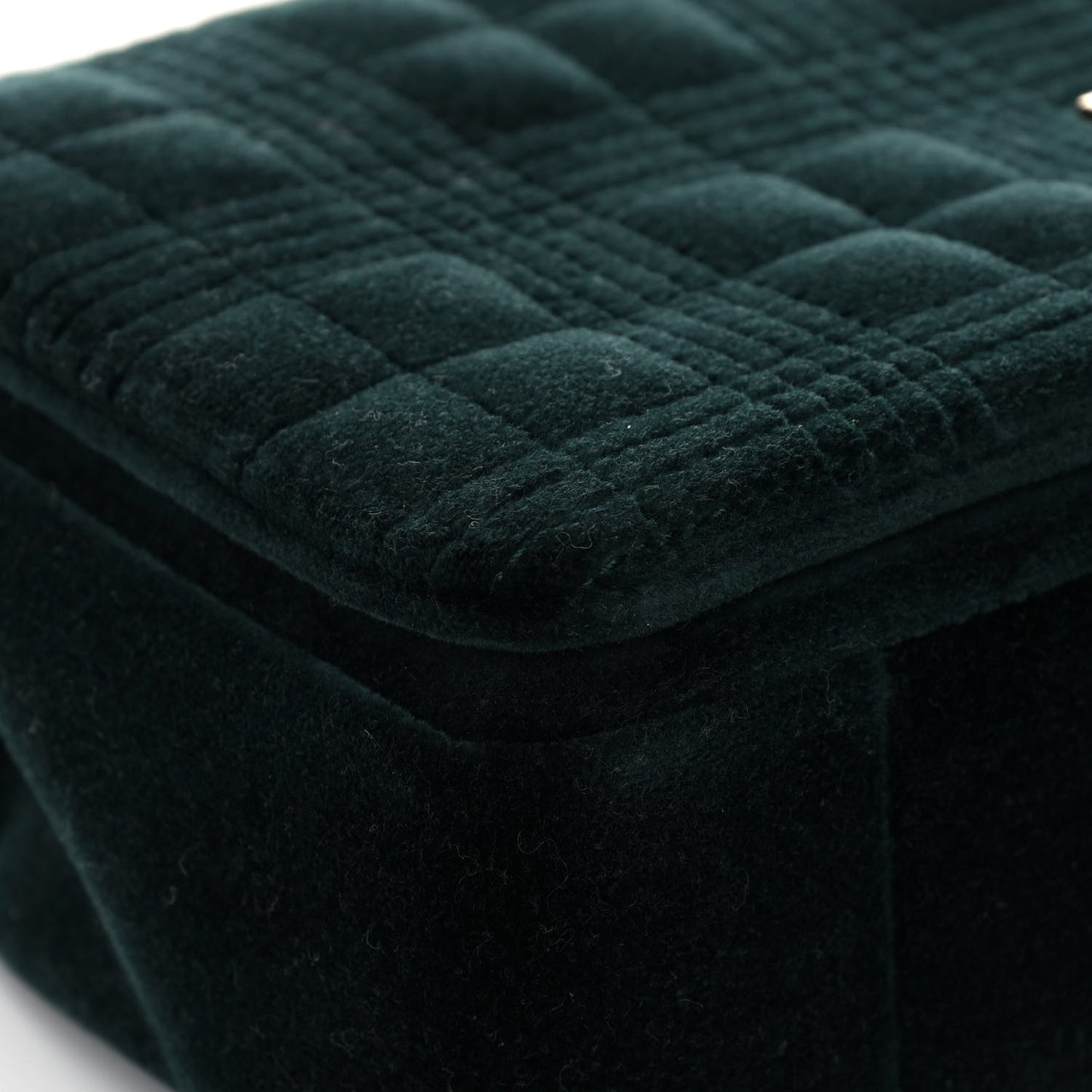 Velvet Quilted Small Lola Bag Dark Green