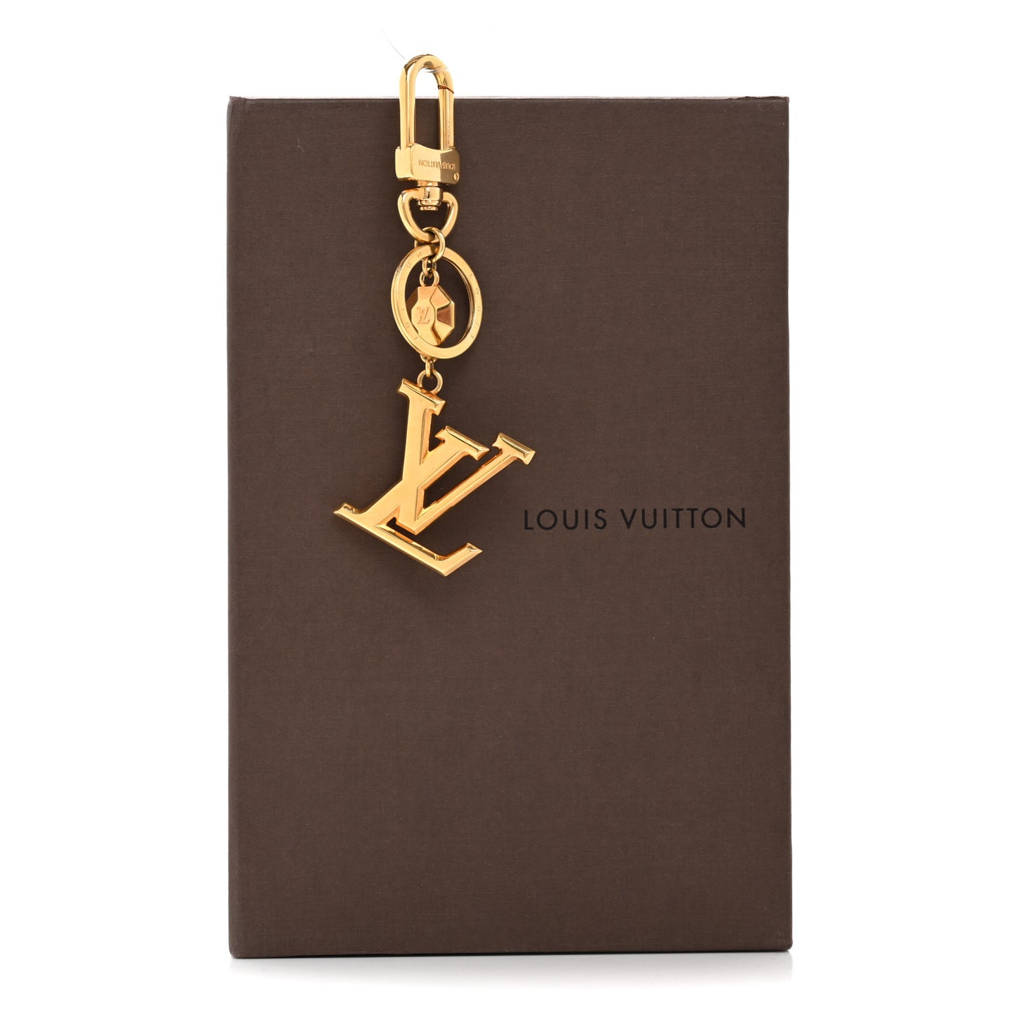 Metal LV Facettes Bag Charm Key Holder Gold