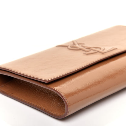 Saint Laurent Textured Patent Calfskin Large Belle De Jour Clutch Tobacco 6 of 9