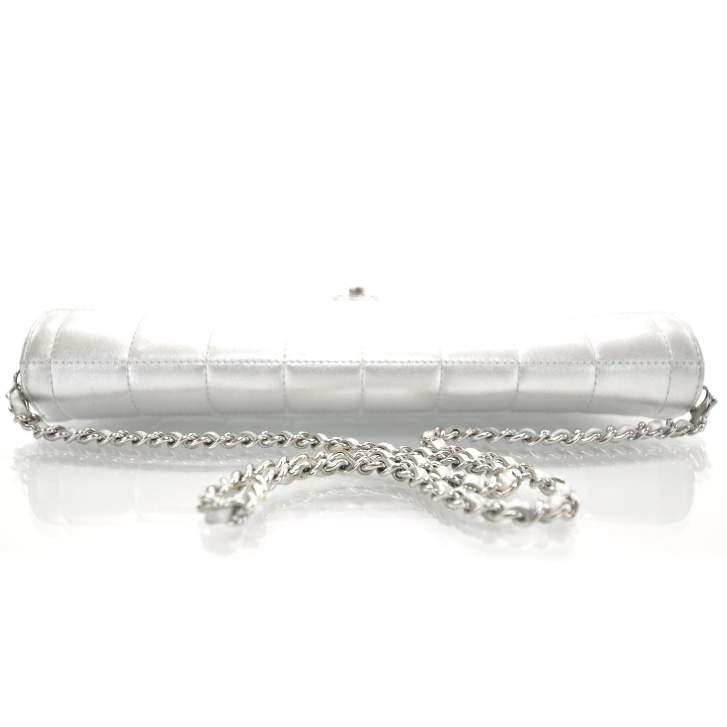Lambskin East West Chocolate Bar Flap Silver